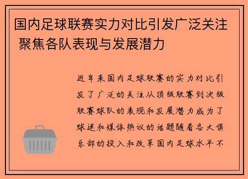 国内足球联赛实力对比引发广泛关注 聚焦各队表现与发展潜力